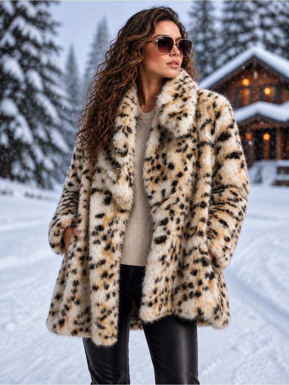 Fabulous coat new Ptp 21  length 27, size M faux fur Amazing fashion statement